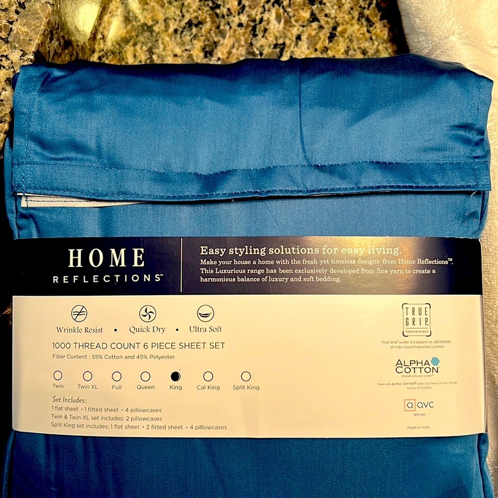 New 1000 count king size sheet set with extra king size pillowcases.